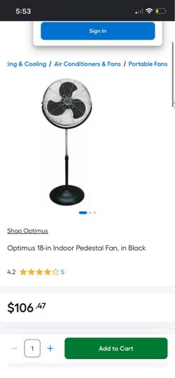 Optimus 18-in Indoor Pedestal Fan Black