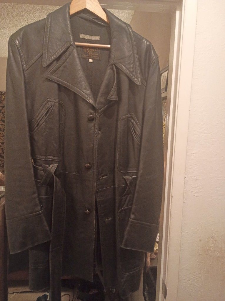 Leather Waist Long Jacket 