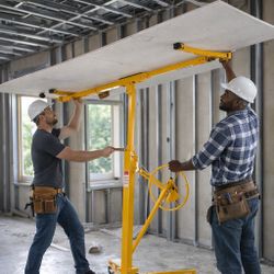 16 ft. Drywall Panel Lifter, Drywall Panel Hoist, Jack Lifter Jack Rolling Caster Panel Hoist, Yellow 
