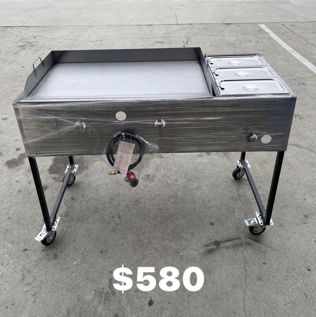 Taco Cart/griddle With Steamers/plancha Gruesa Con Mangera I Con