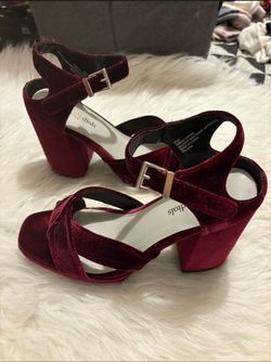 Burgundy chunky heels