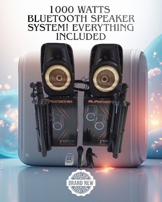 1000 watts bluetooth speaker system! Everything included