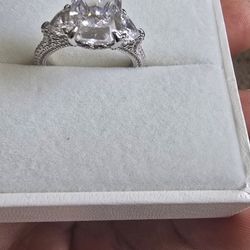 
3 Carat Radiant Cut Three Stone Engagement Ring With Hidden Halo