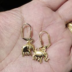 14k Gold Plated Elephant Earring 