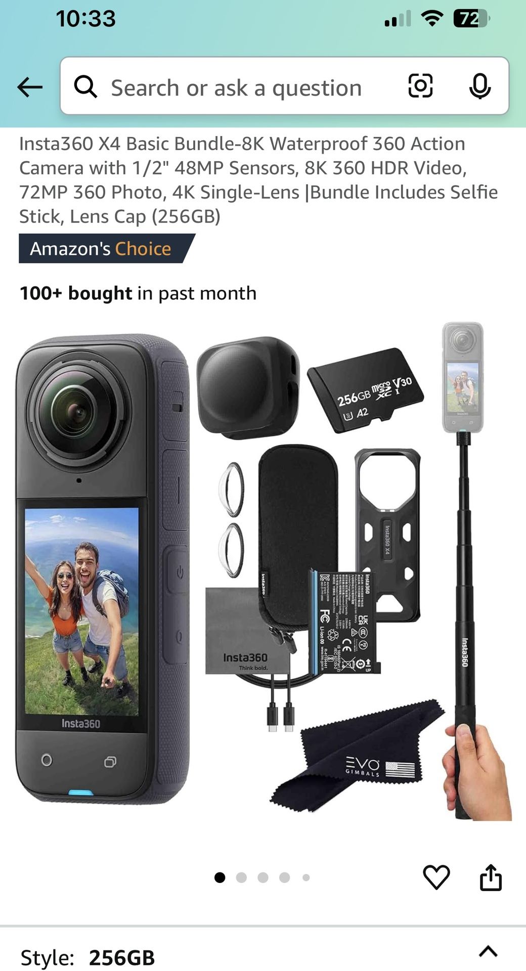 Insta360 X4 Basic Bundle Action Camera (256GB SD