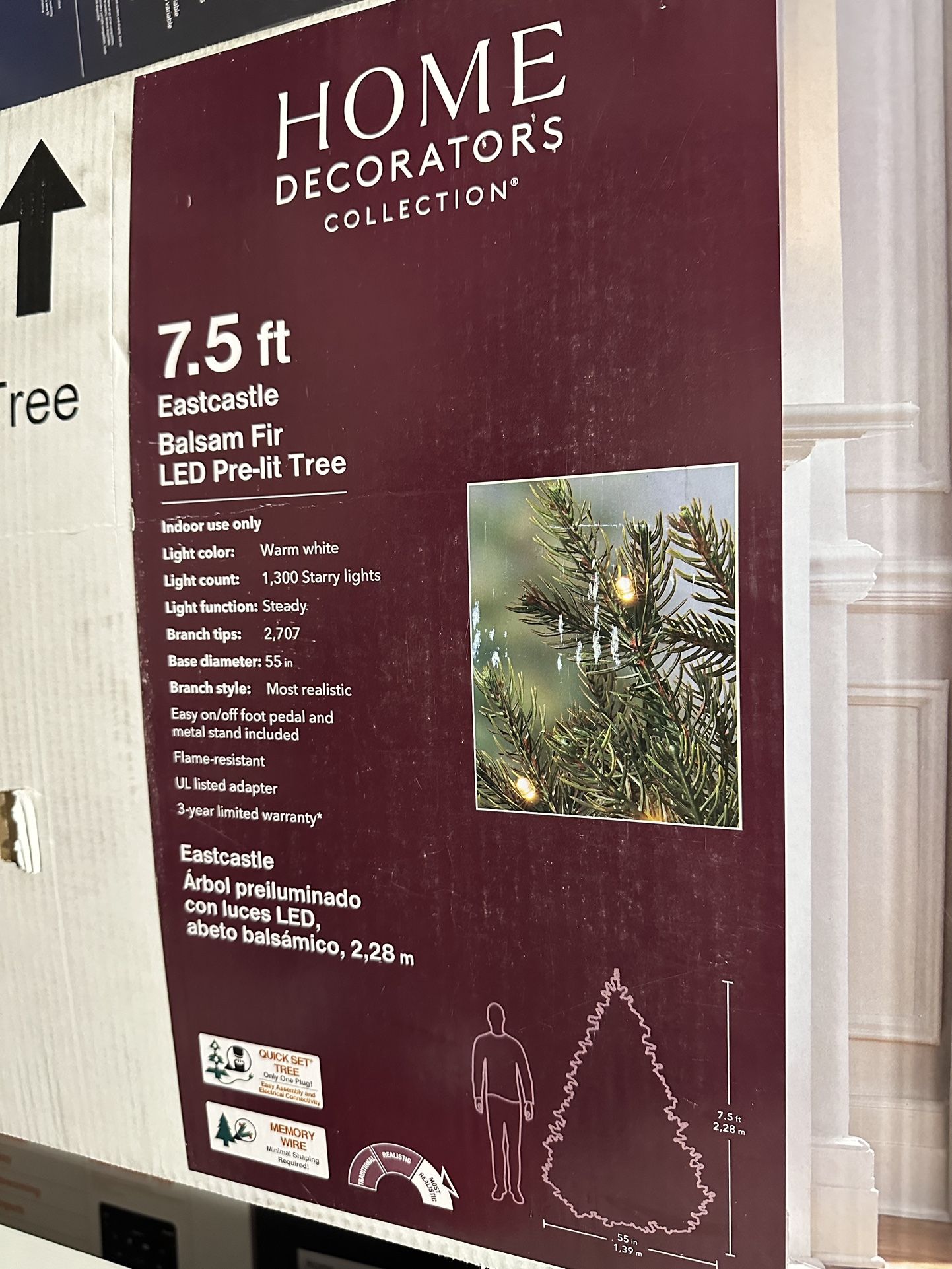 7.5 ft. Eastcastle Balsam Fir PreLit Christmas Tree for Sale in