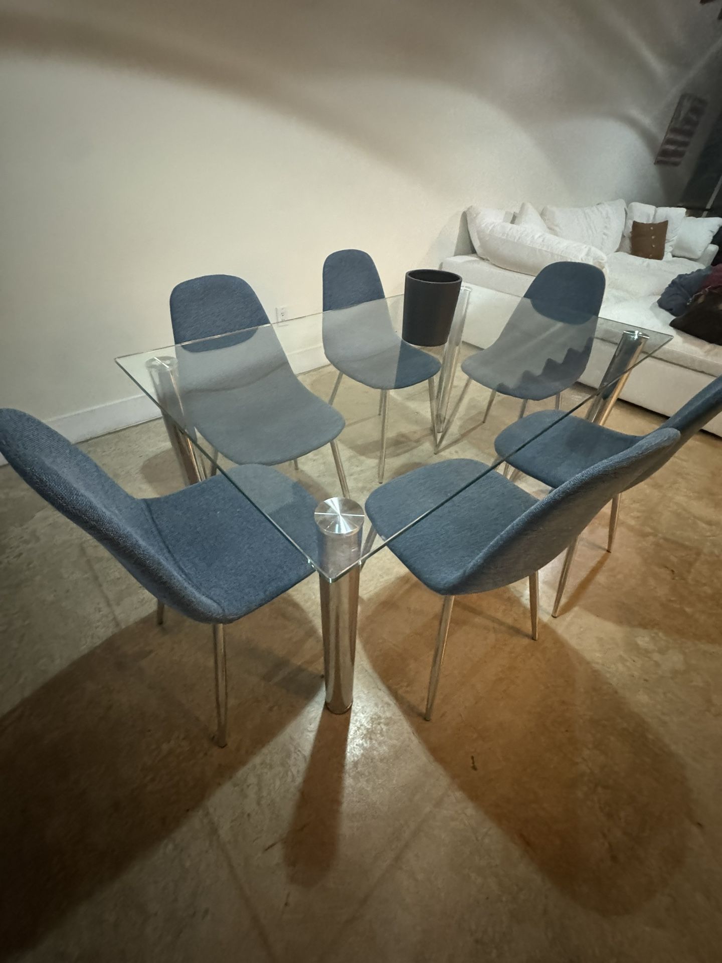 Glass Dining Table Set W/ 6 Chairs