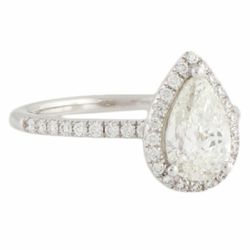 14K White Gold 1.1 Carat “Poem” Pear Shaped halo Engagement Ring 
