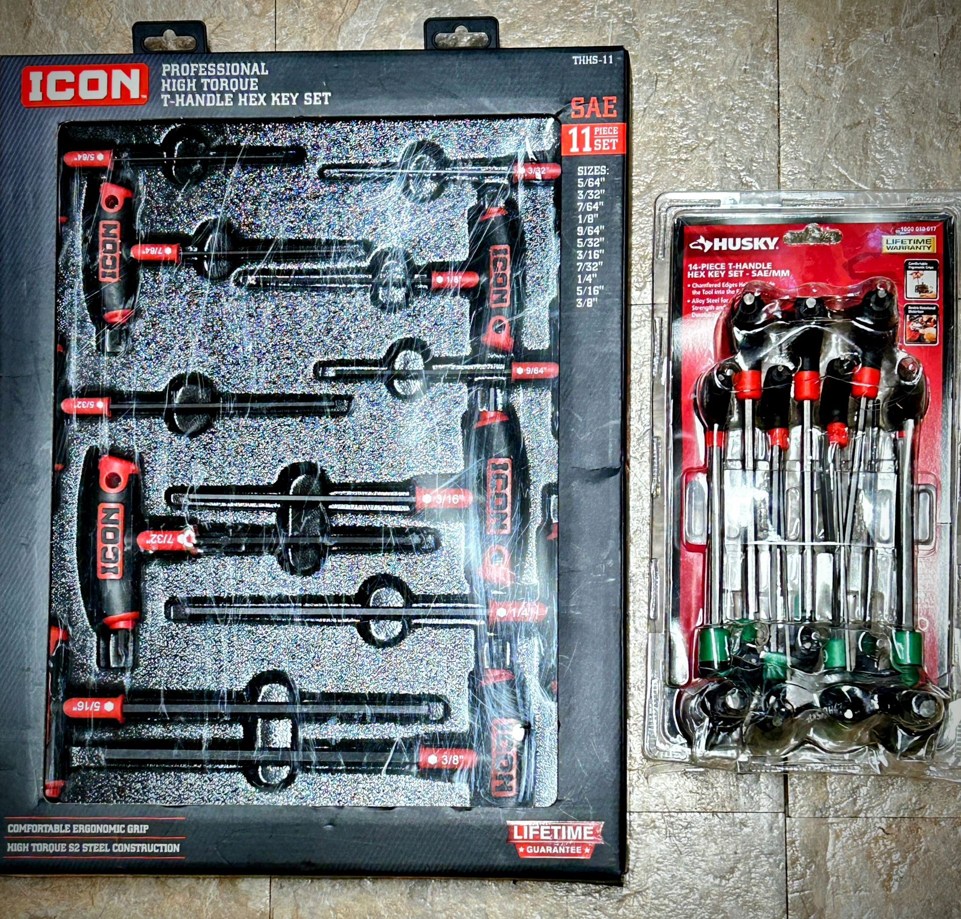 Husky 14pc. T-handle Hex Key Set & Icon 11 Pc. High Torque T-handle Hex Key Set