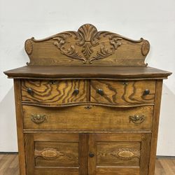 🌟 Ornate Vintage Wood Dresser – Statement Storage Piece!