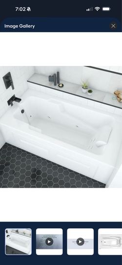 Mercer V 36-in W x 59.75-in L White Acrylic Rectangular Left-Hand Drain Alcove Whirlpool Tub