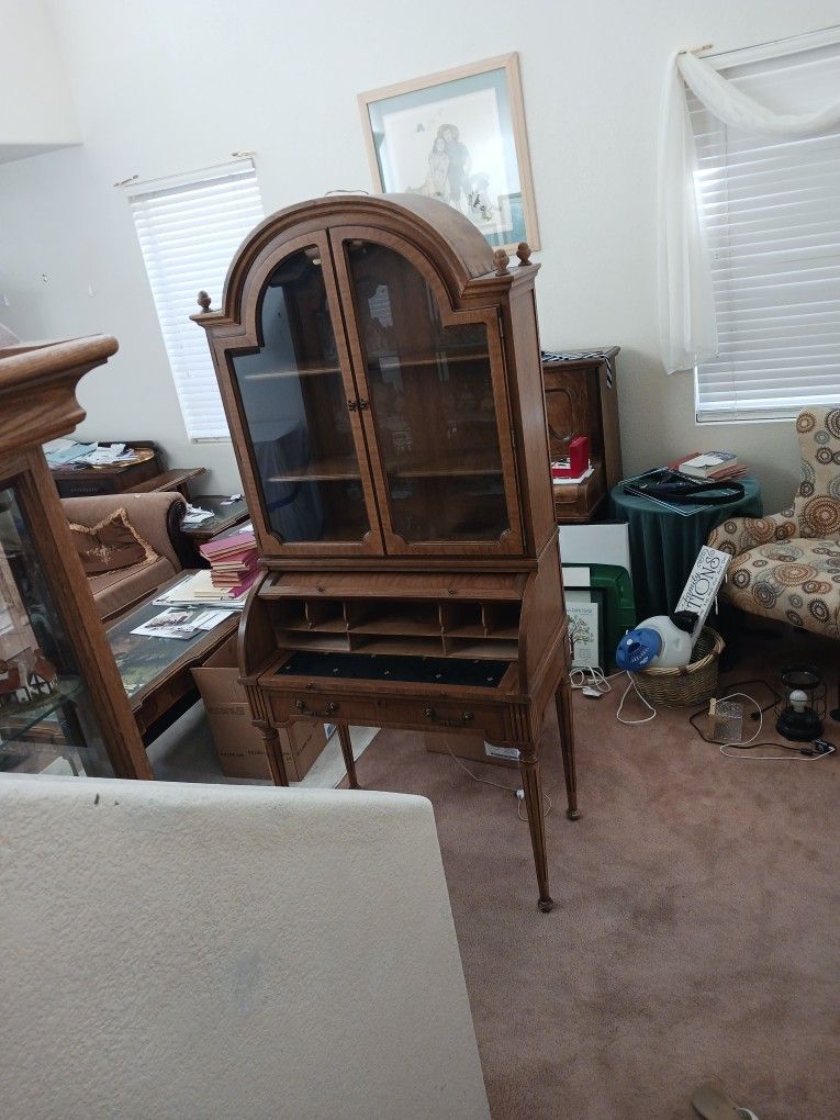 Secretary With Display Cabinet