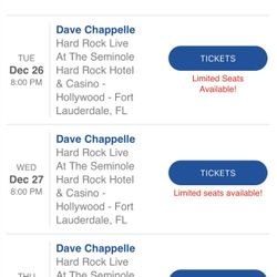 2 Tickets Dave Chapelle 12/26 @ Hardrock