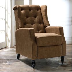 New In Box Mid Centry Modern Carmel Brown Linen Pushback Recliner Armchair From Allmodern