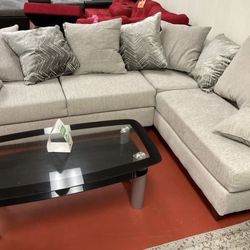 Dove Grey Fabric Sectional. Brand New.