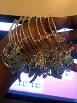 Soft Blue Charm Bangle Bracelet