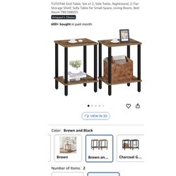 End Table, Set of 2, Side Table, Nightstand,