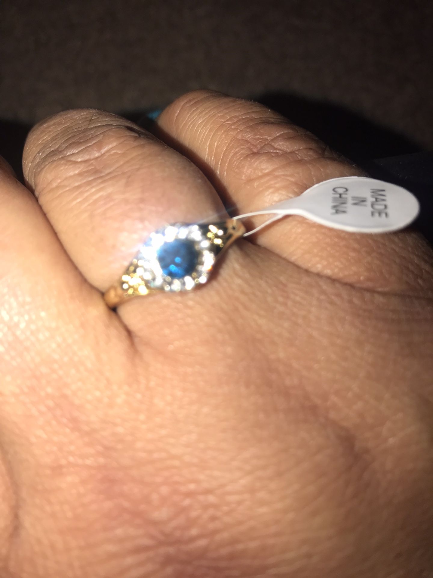 Tibetan silver and a blue jammed ring brand new in package size 8