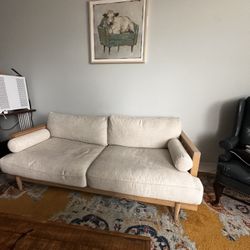 Natural Cane Upholstered Sofa