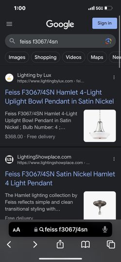 FEISS F3067/4SN 4 light Up light Pendant Fixture 