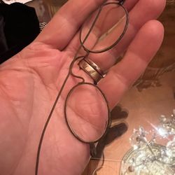 Antique eye wear Glasses, Metal Frame, authentic, 1920s..  A