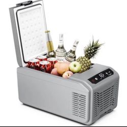 Car Refrigerator, 12 Volt Car Fridge, 16 QT Portable Freezer Compressor Grey