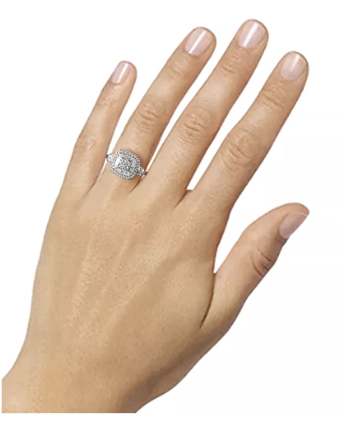 Diamond Vintage-Inspired Ring (1/2 ct. t.w.) in 14k White Gold Size 7 Excellent condition like new 