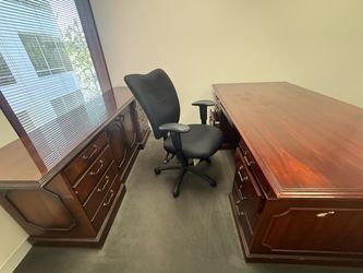 Executive Suite Grand Office Desk, Cabinet & Chair