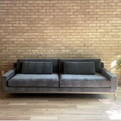 RH 9' Italia Track Arm Sofa in Lustrous Velvet, retails $8400