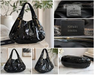 Gucci "Pelham" Black Patent Leather Handbag