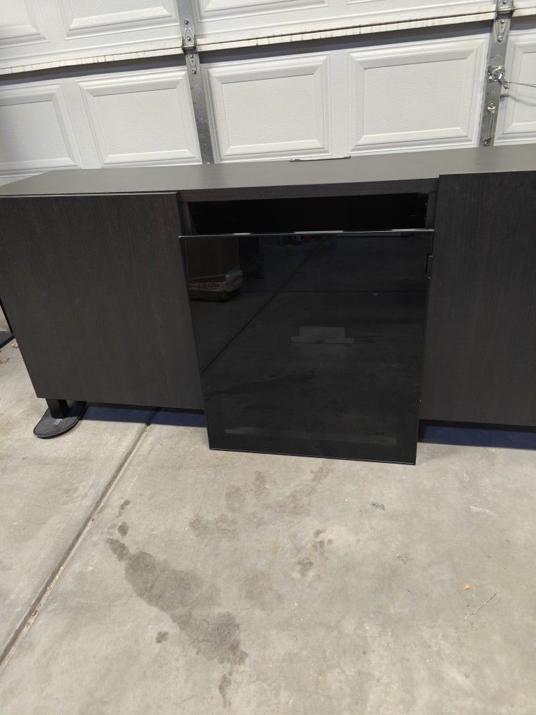 Ikea BestA TV Entertainment Center Cabinet Black/Brown 70"