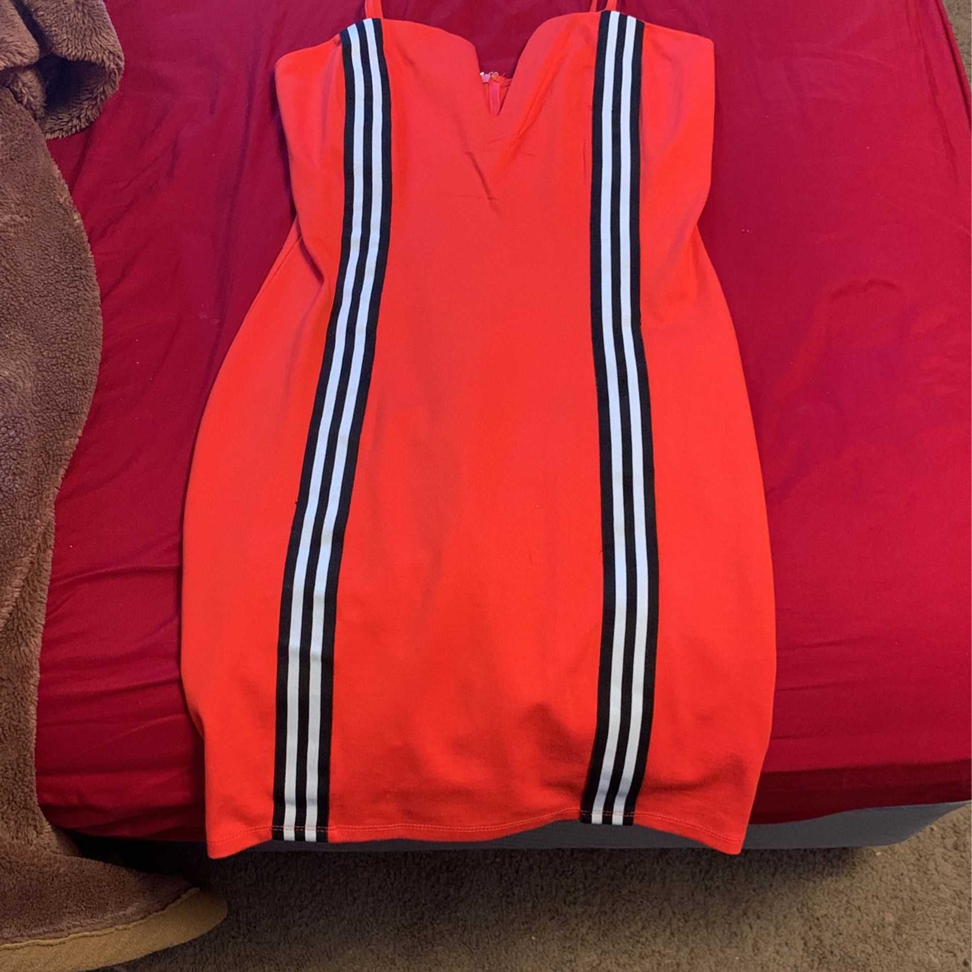 Strappy Bright Red/orange Dress