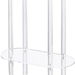 HMYHUM Acrylic Narrow Side Table for Small Spaces, 7" Wide Skinny Nightstand/Bedside Table for Bedroom, Slim Small End Table, 2 Tier, 15.7" L x 21.8" 