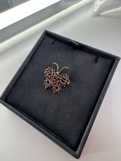 Vintage Gold Butterfly Brooch – Red & Blue Stones – Animal & Insect Theme – 4.8g