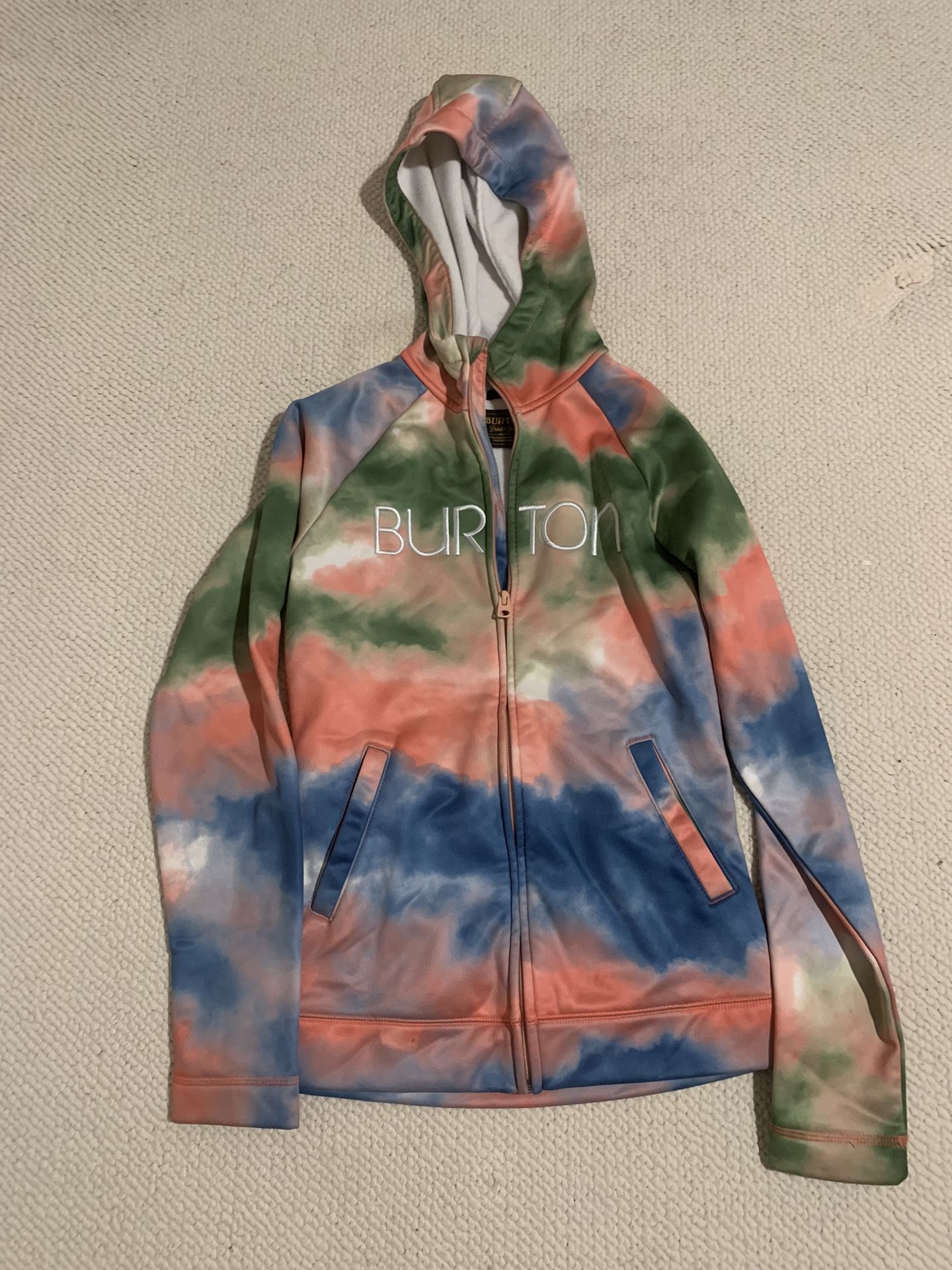Gorgeous Womens Size Small Burton Multicolored Tie Dye Wb Peak Hoodie Jacket Dry Ride Columbo