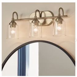 KICHLER Erta 24 in. 3-Light Champagne Bronze Bathroom Vanity Light with Clear Glass Shades - New