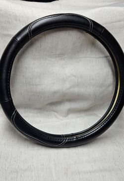Black and White Faux leather Steering Wheel Cover