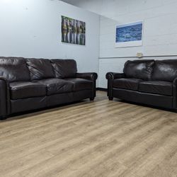 Leather Couch and Loveseat Set
