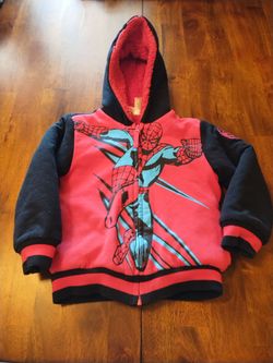 Boys Size 5 Hooded Spider-Man Jacket Zipper Closure