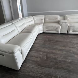 White Leather Sectional Recliner