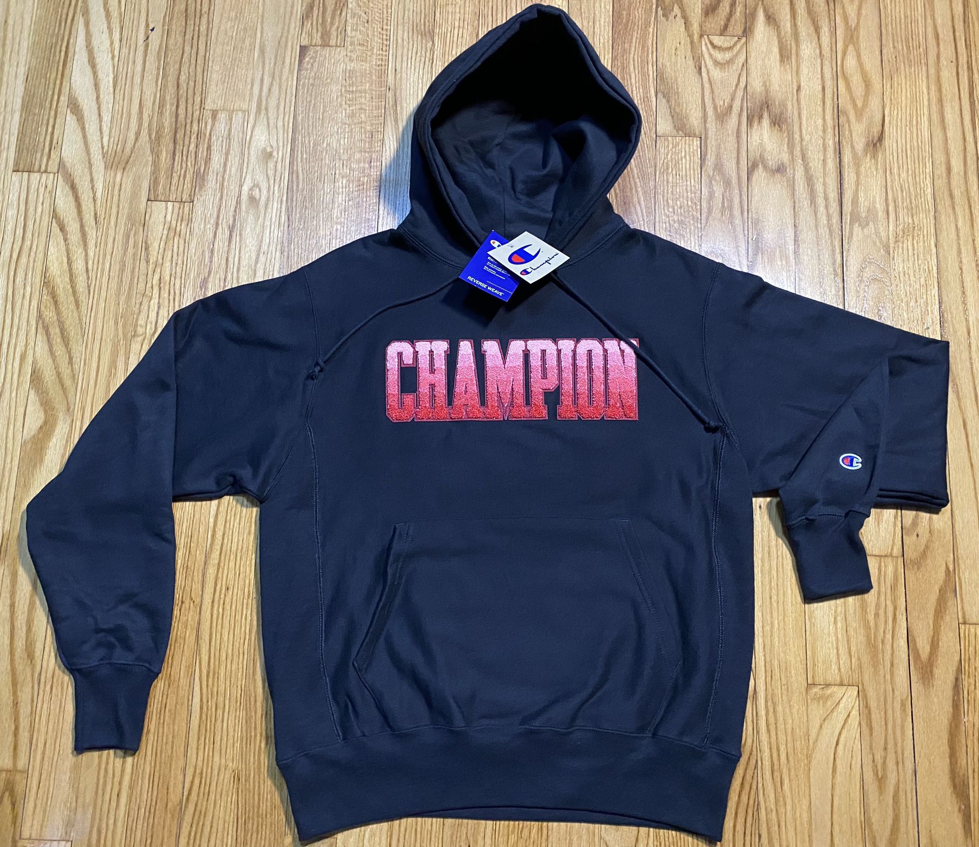 CHAMPION REVERSE WEAVE OMBER APPLIQUE HOODIE New! Size Large