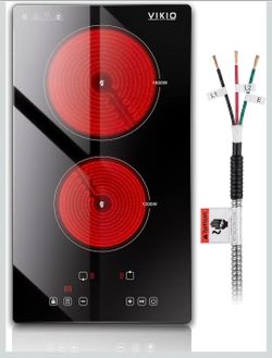 2-Burner Cooktop, 12 Inch Electric Stove Top With 9 Heating Levels
220v- 240v Radiant Cooktop with Child Lock, Touch Controls, and Overflow Protection