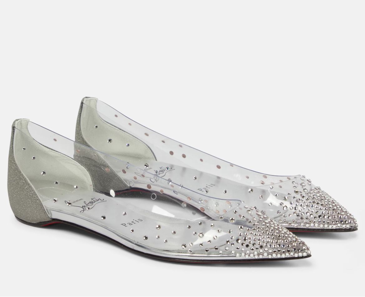 Christian Louboutin degrastrass crystals embellished flats pvc