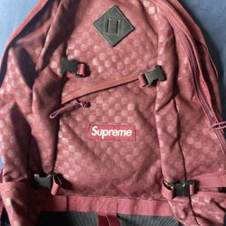 Supreme F/W 2011 Burgundy Checkered Damier Backpack very Rare