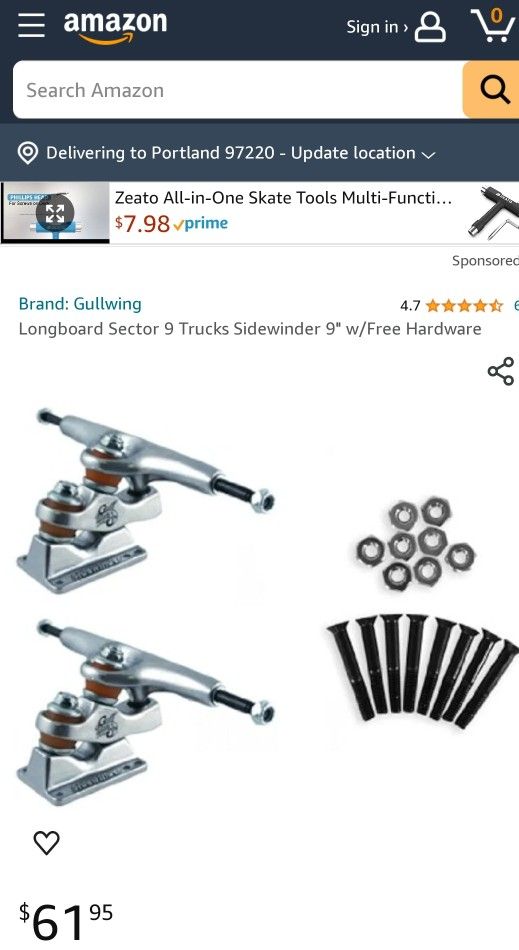 Gull Wing Skateboard 9" Trucks w/ Screws Nuts & Angled Risers