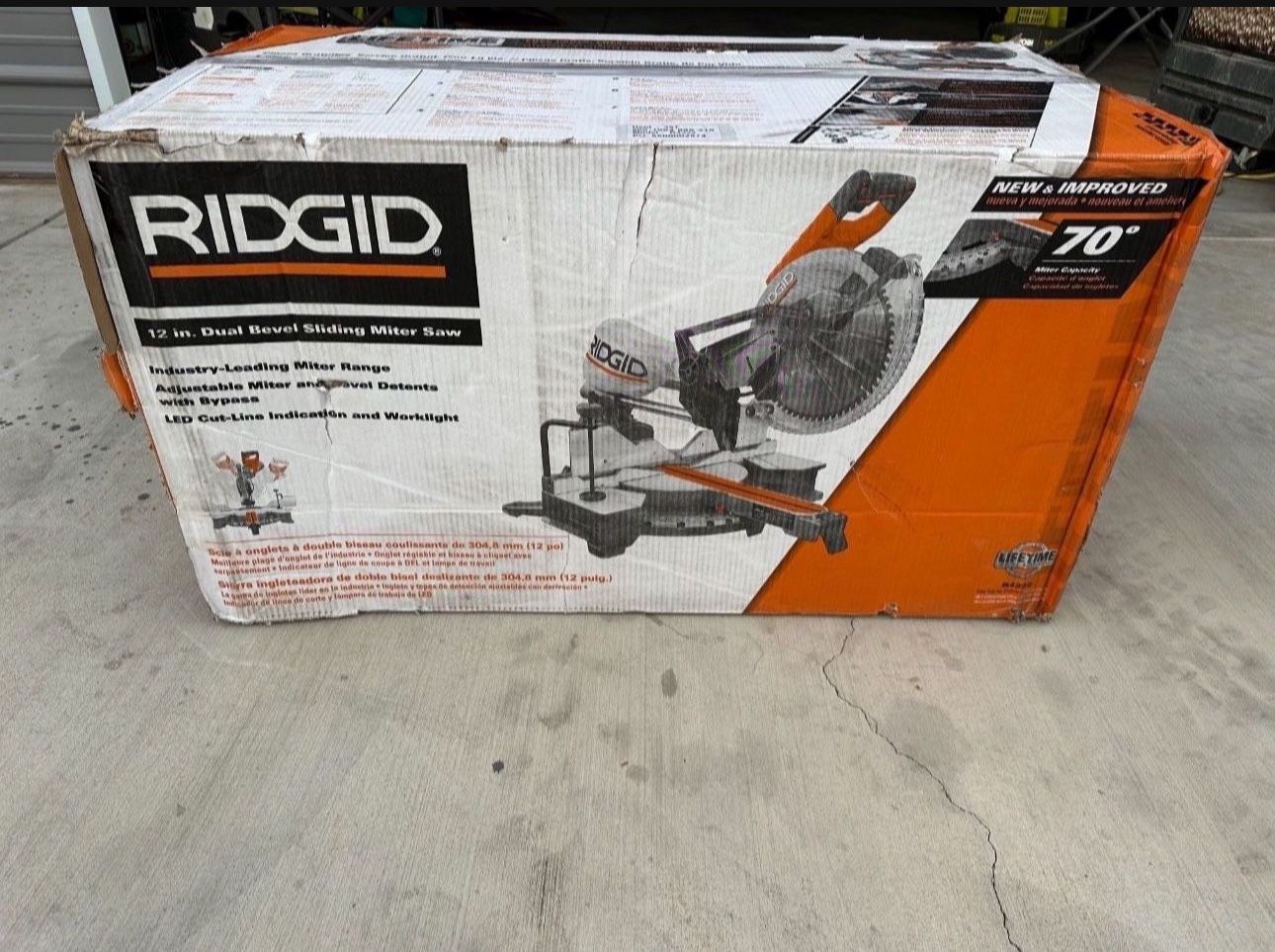 RIDGID 15 Amp Corded 12 in. Dual Bevel Sliding Miter Saw with 70 Deg. Miter Capacity and LED Cut Line Indicator