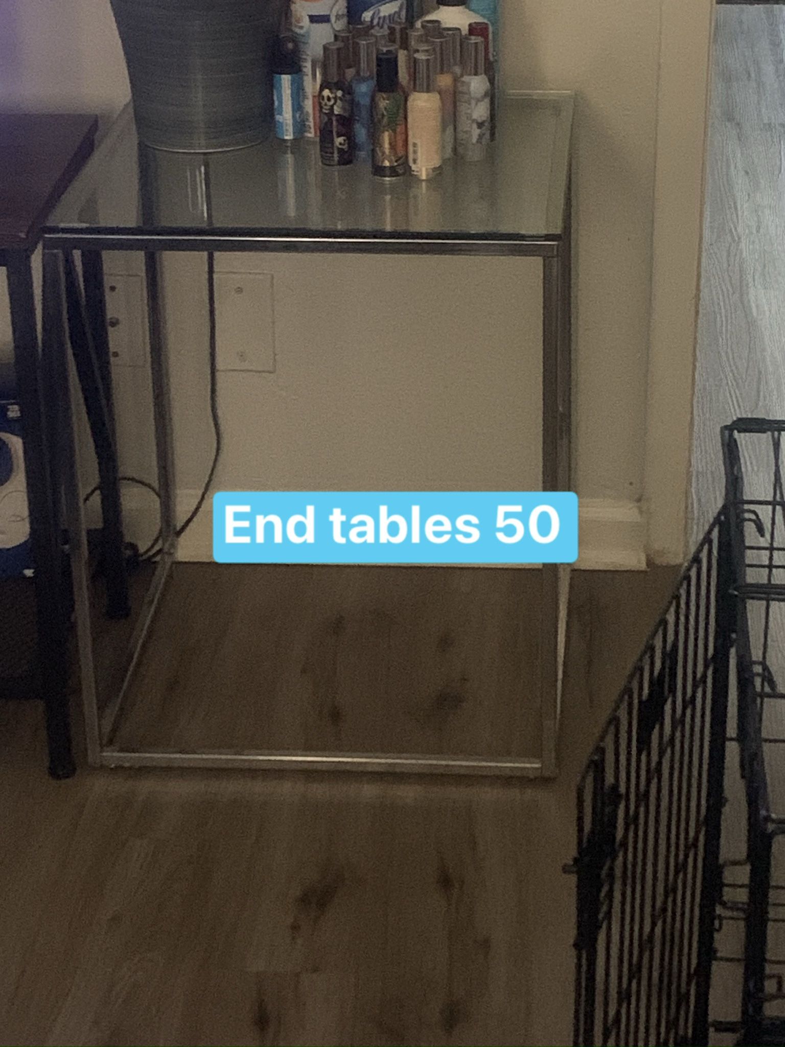 Set Of Two Glass End Tables 