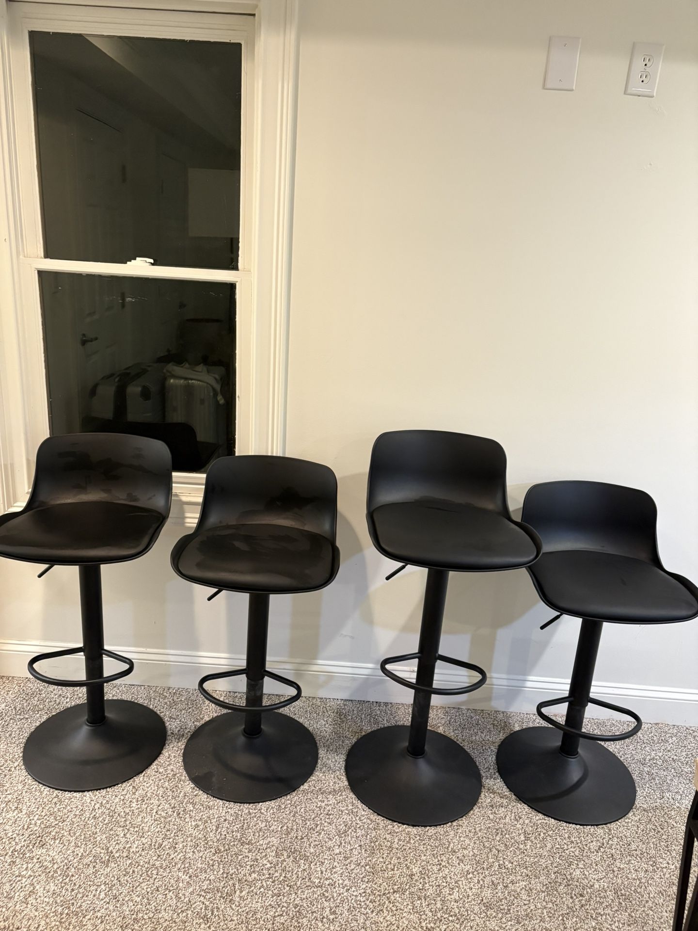 Set of 4 Black Adjustable Bar Stools - Must Sell Fast!