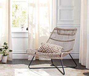 Rattan Lounge Chair with Metal Frame