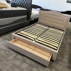 Queen Bed Frame With Storage Drawer 